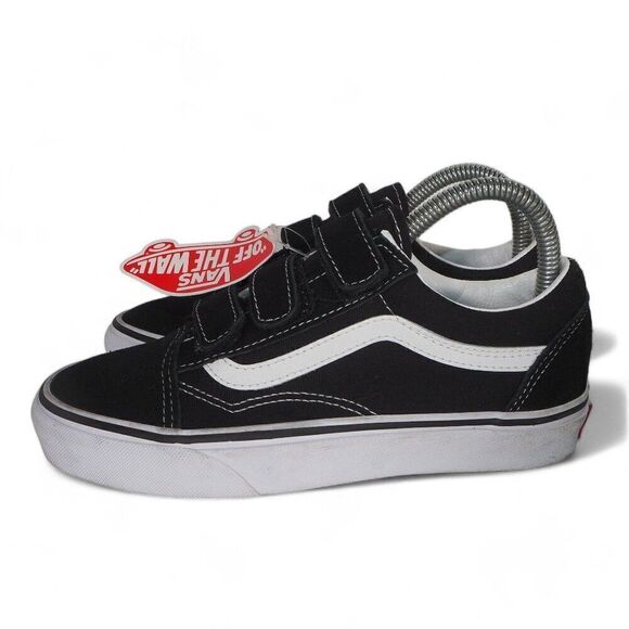 Vans Old Skool V Hook & Loop "Prison Style" Black / White Women's 6.5 - Picture 2 of 11
